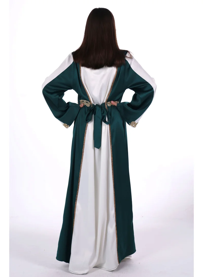 Al Bent Al Sharqieh Dark Green women satin jalabiya dress for Women | Best Price UAE